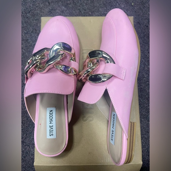 Steve Madden Pink Mules with Gold Chain (New with a few blemishes/Box not inc) - Picture 4 of 5